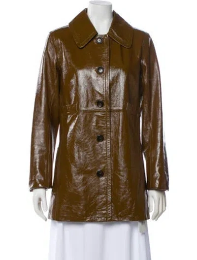 Pre-owned A.l.c Leather Trench Coat In Brown