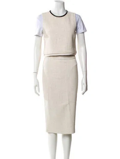 Pre-owned A.l.c Leather Trim Embellishment Skirt Set In Neutral