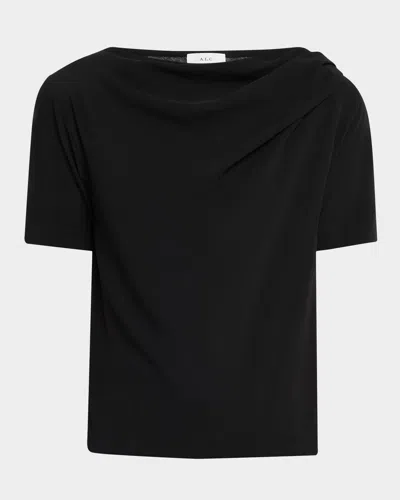 A.l.c Lee Draped Short-sleeve Tee In Black