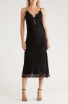 A.l.c . Lennon Lace Accent Satin Slipdress In Black