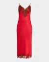A.l.c Lennon Satin Lace Slip Dress In Really Redbosco