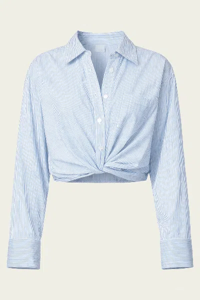 A.l.c Leo Cropped Cotton Shirt In French Blue White