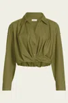 A.l.c Leo Cropped Cotton Shirt In Hazel