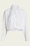 A.l.c Leo Cropped Cotton Shirt In White In White