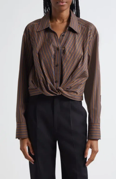 A.l.c . Leo Front Twist Shirt In Brown