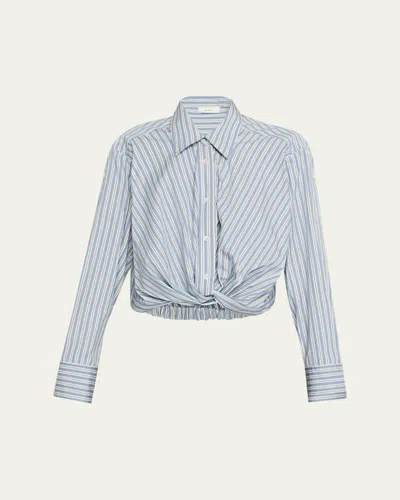 A.l.c Leo Striped Twist-front Top In Blue