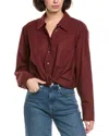 A.l.c Leo Cropped Cotton Shirt In Dark Bosco In Burgundy