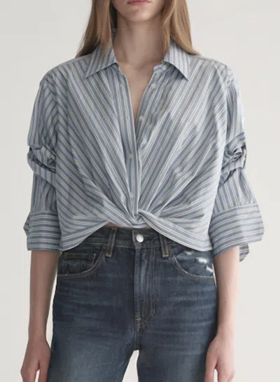 A.l.c Leo Top In White/steel Blue In Green