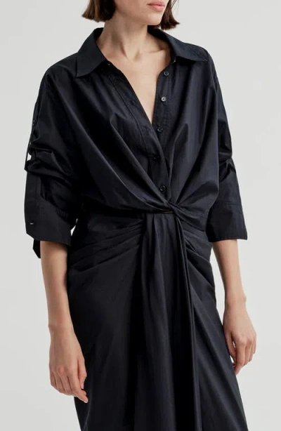 A.l.c . Leo Twist Front Cotton Shirt In Black