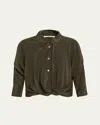 A.l.c Leo Twist-hem Cropped Top In Green