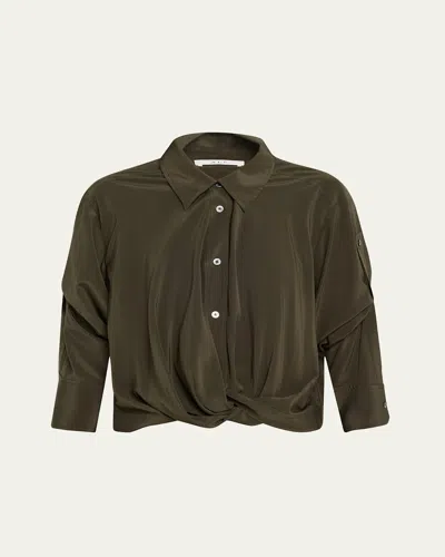 A.l.c Leo Convertible Sleeves Top In Olive Brown In Green