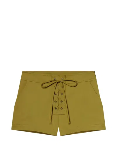 A.l.c Leon Lace-up Eyelet Shorts In Brown