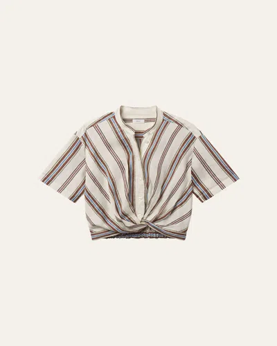 A.l.c Leonore Gathered Linen Top In Multi