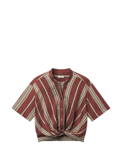 A.l.c Leonore Striped Twist-front Top In Brown