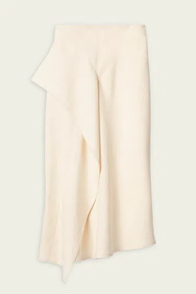 A.l.c Lia Draped Linen And Cotton-blend Canvas Midi Skirt In Cream