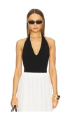 A.l.c Lila Plunge Halter-neck Bodysuit In Black