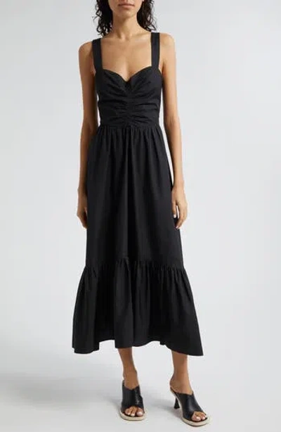 A.l.c . Lilah Ruched Ruffle Hem Maxi Dress In Black