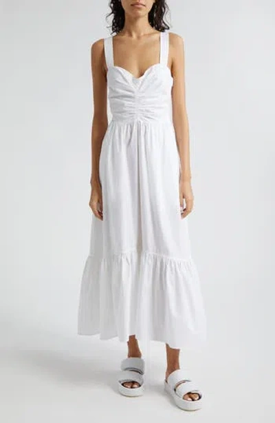 A.l.c . Lilah Ruched Ruffle Hem Maxi Dress In White