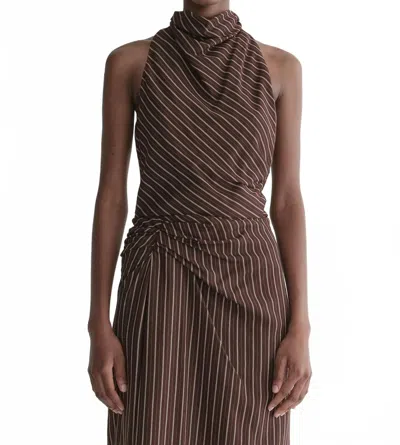 A.l.c Lillian Halter Top In Ganache Stripe In Brown