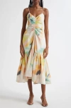 A.l.c Lindsey Ruched Fit-and-flare Midi Dress In Floral Multi