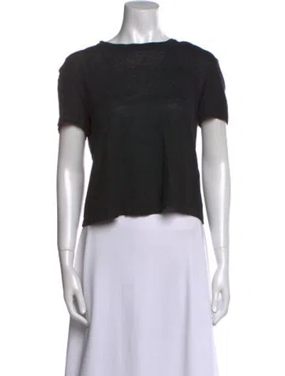 Pre-owned A.l.c Linen Bateau Neckline Crop Top In Black