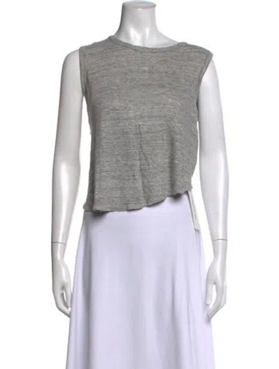 Pre-owned A.l.c Linen Bateau Neckline Crop Top In Grey