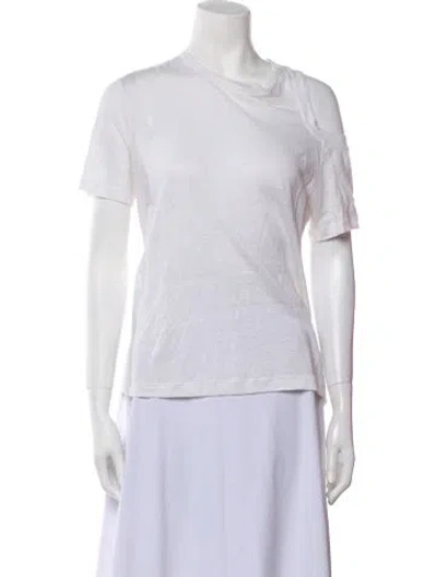 Pre-owned A.l.c Linen Cowl Neck T-shirt In White
