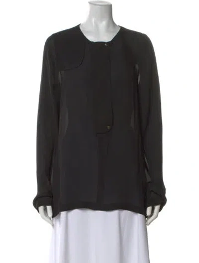 Pre-owned A.l.c Linen Crew Neck Blouse In Black