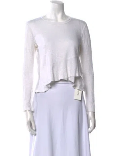 Pre-owned A.l.c Linen Crew Neck Crop Top In White