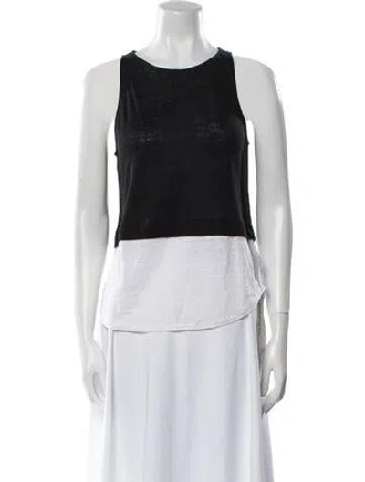 Pre-owned A.l.c Linen Crew Neck Top In Black