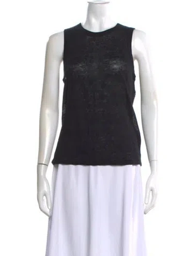 Pre-owned A.l.c Linen Crew Neck Top In Black
