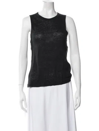 Pre-owned A.l.c Linen Crew Neck Top In Black