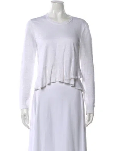 Pre-owned A.l.c Linen Crew Neck Top In White