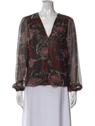 Pre-owned A.l.c Linen Floral Print Blouse