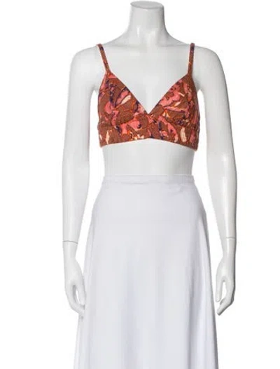 Pre-owned A.l.c Linen Floral Print Crop Top In Orange