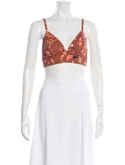 Pre-owned A.l.c Linen Floral Print Crop Top In Red