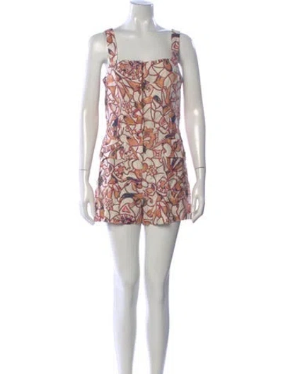 Pre-owned A.l.c Linen Floral Print Romper In Neutral