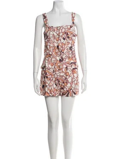Pre-owned A.l.c Linen Floral Print Romper In Neutral