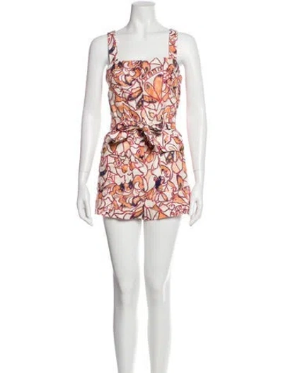 Pre-owned A.l.c Linen Floral Print Romper In Orange