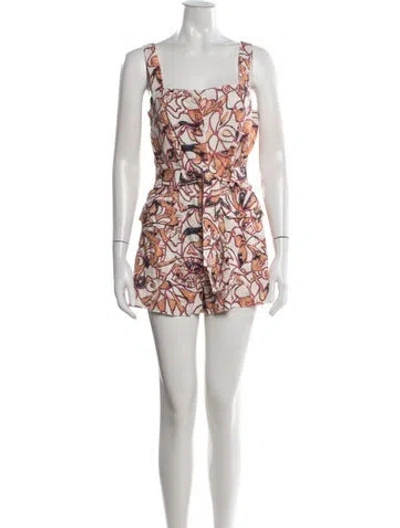 Pre-owned A.l.c Linen Floral Print Romper In Orange
