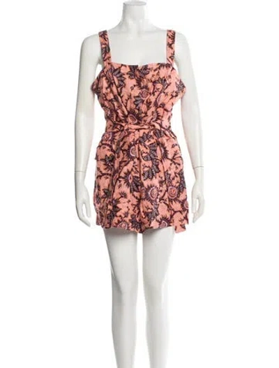 Pre-owned A.l.c Linen Floral Print Romper In Pink