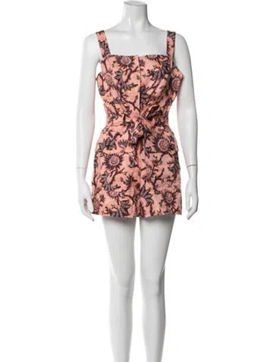 Pre-owned A.l.c Linen Floral Print Romper In Pink
