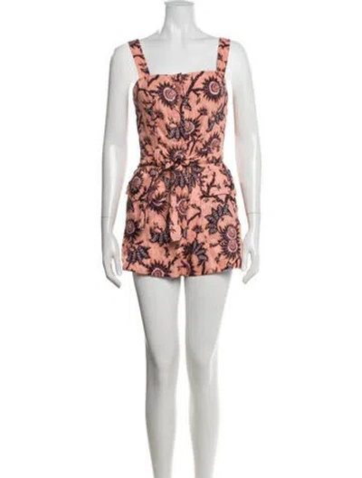 Pre-owned A.l.c Linen Floral Print Romper In Pink