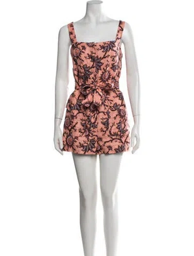 Pre-owned A.l.c Linen Floral Print Romper In Pink