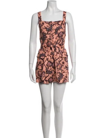 Pre-owned A.l.c Linen Floral Print Romper In Pink