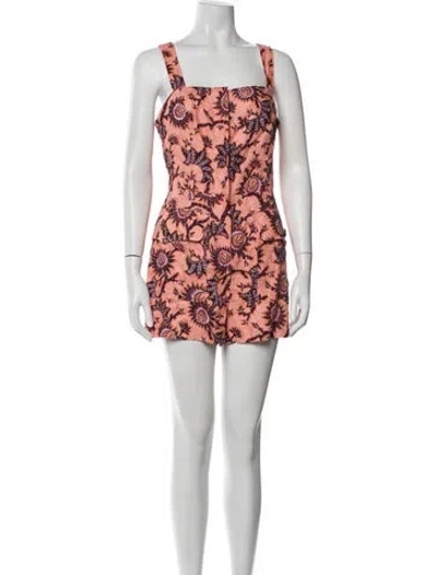 Pre-owned A.l.c Linen Floral Print Romper W/ Tags In Pink