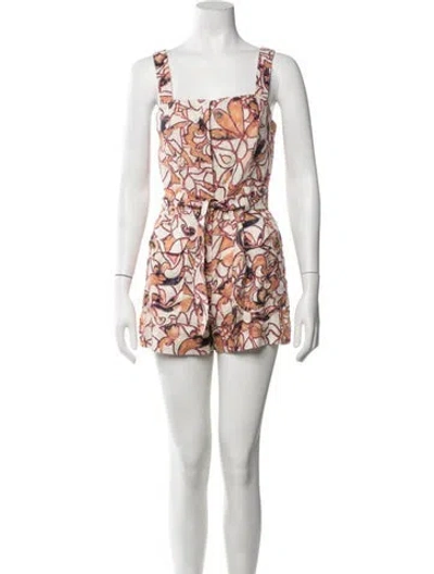Pre-owned A.l.c Linen Floral Print Romper In White
