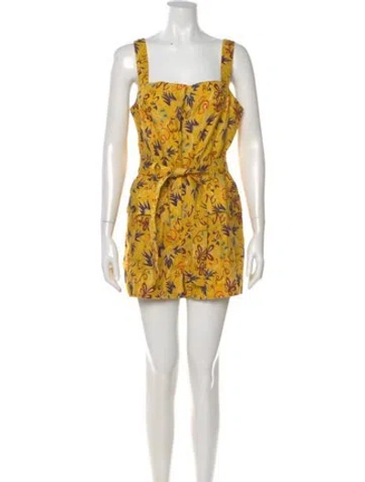 Pre-owned A.l.c Linen Floral Print Romper In Yellow