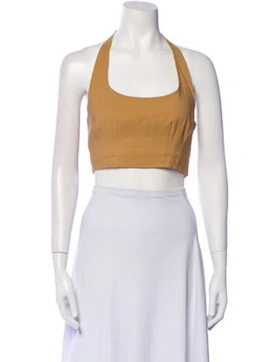 Pre-owned A.l.c Linen Halterneck Crop Top In Black