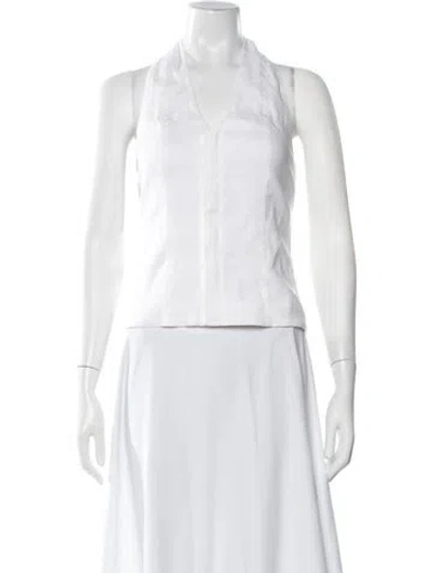Pre-owned A.l.c Linen Halterneck Top In White